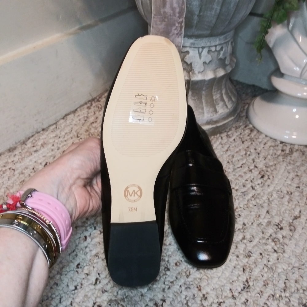 Michael Kors Lena Black Almond Toed Foldable Heel, Slip-On Loafers - Picture 6 of 9
